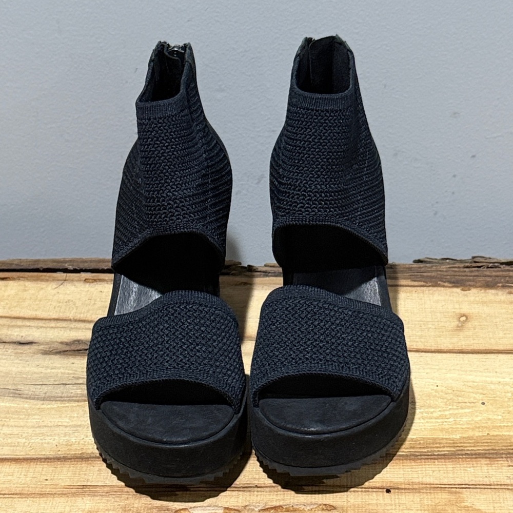 *NEW* EILEEN FISHER WOMEN'S LETO WEDGE SANDAL, BLACK, 5.5 B101 - Picture 10 of 14